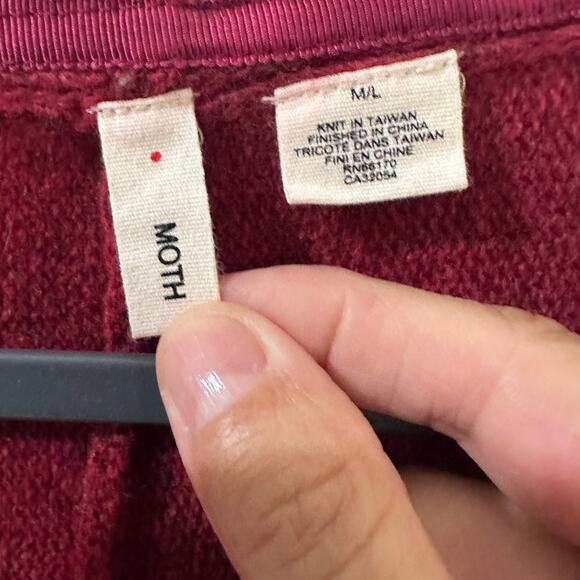 MOTH Wool Blend Red Ruffle Sweater Bohemian Wrap Open Cardigan Size M/L - Picture 2 of 7